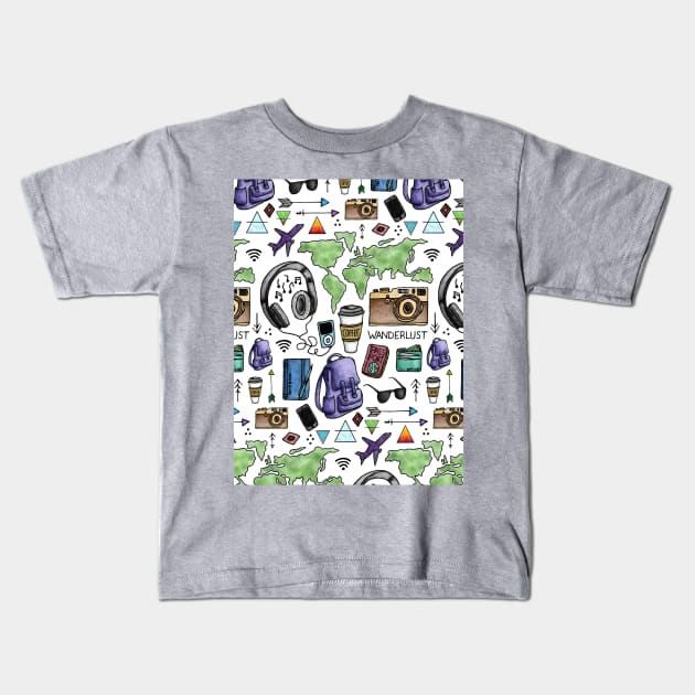 Travel Kids T-Shirt by hxrtsy